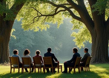 Personal growth workshop in a forest setting