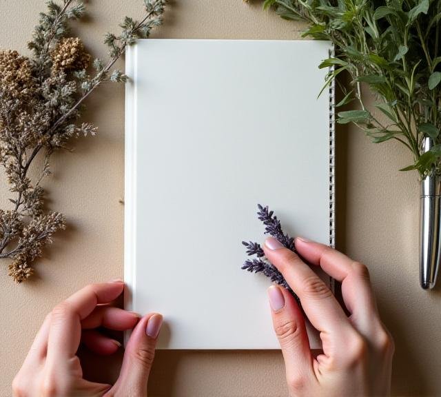 Hands holding dried herbs over a strategic business document